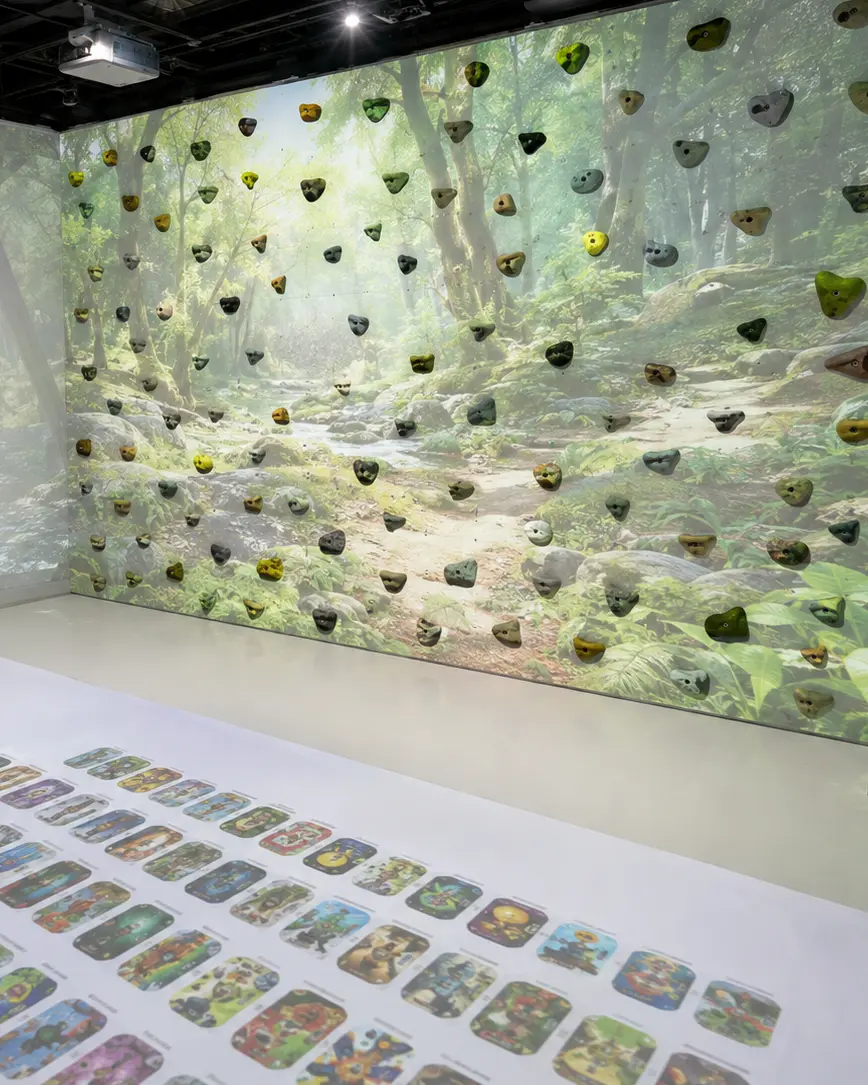 Child climbing sensory wall